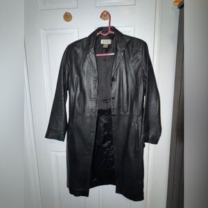 Alfani Vintage Leather Trench Coat Black